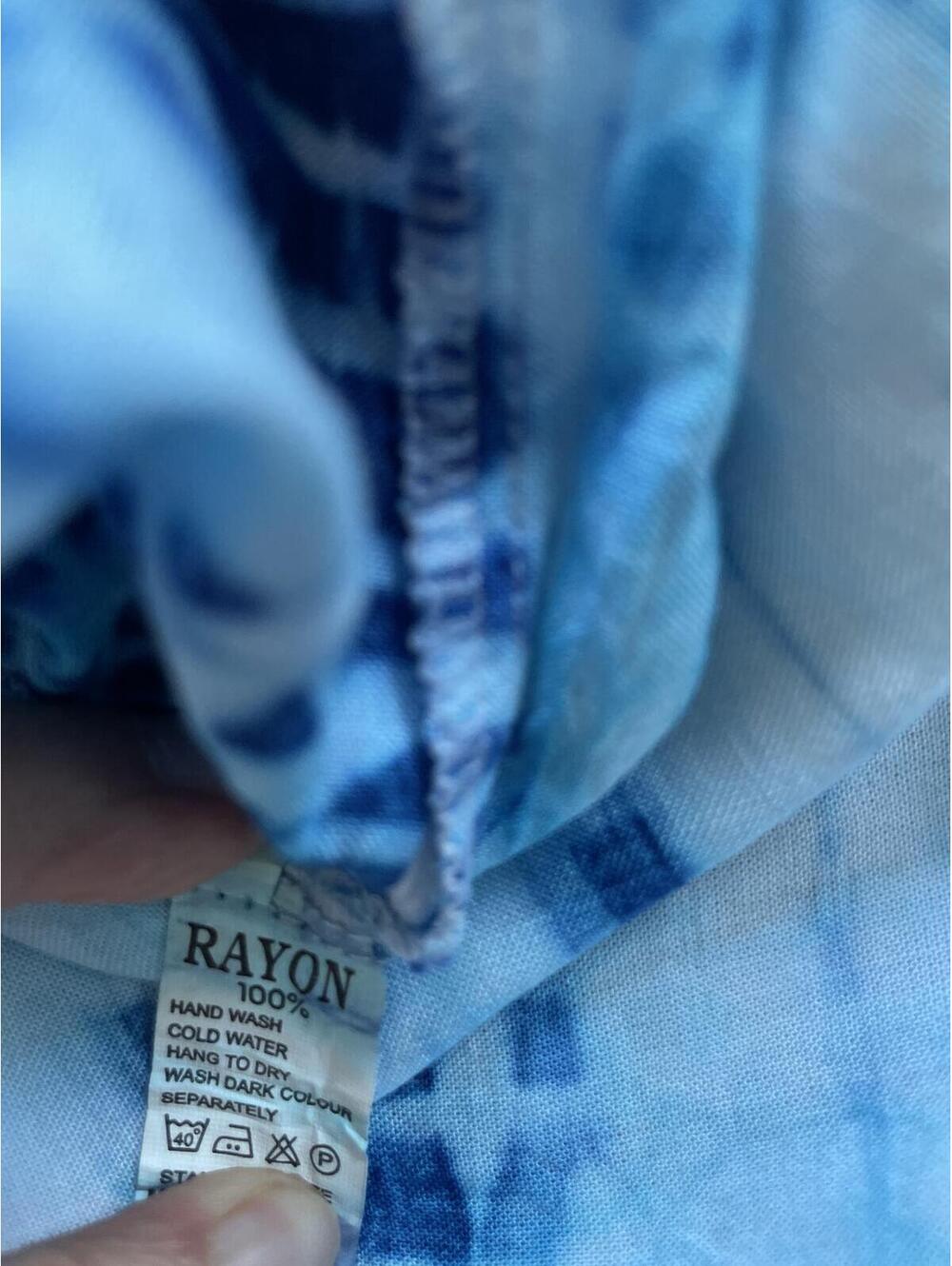 Blue Tie Dye Cover Up Slip Dress Medium Midi Rayon Beach Pool Vacation Summer - Picture 8 of 8